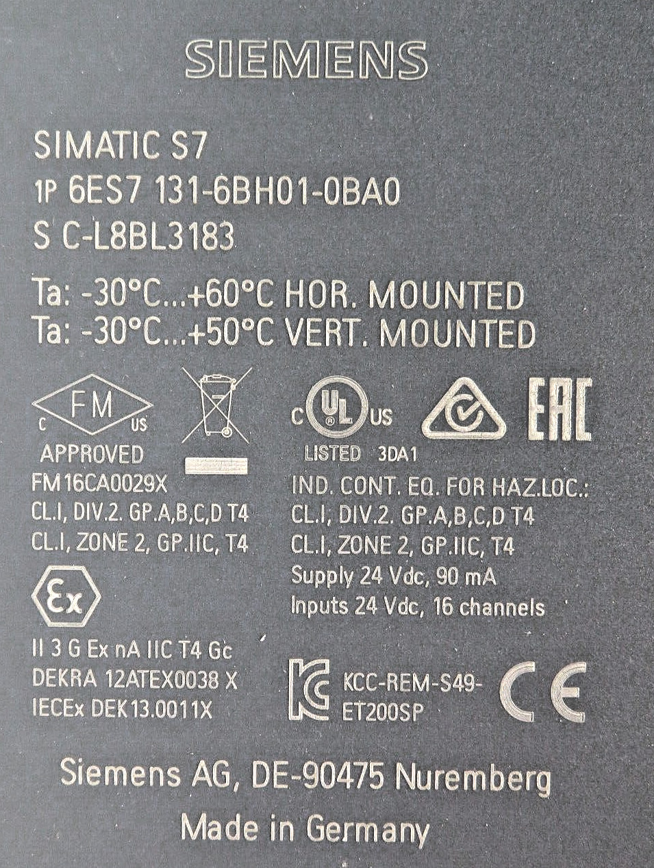 Siemens 6ES7131-6BH01-0BA0 SIMATIC ET 200SP Digital Input Module
