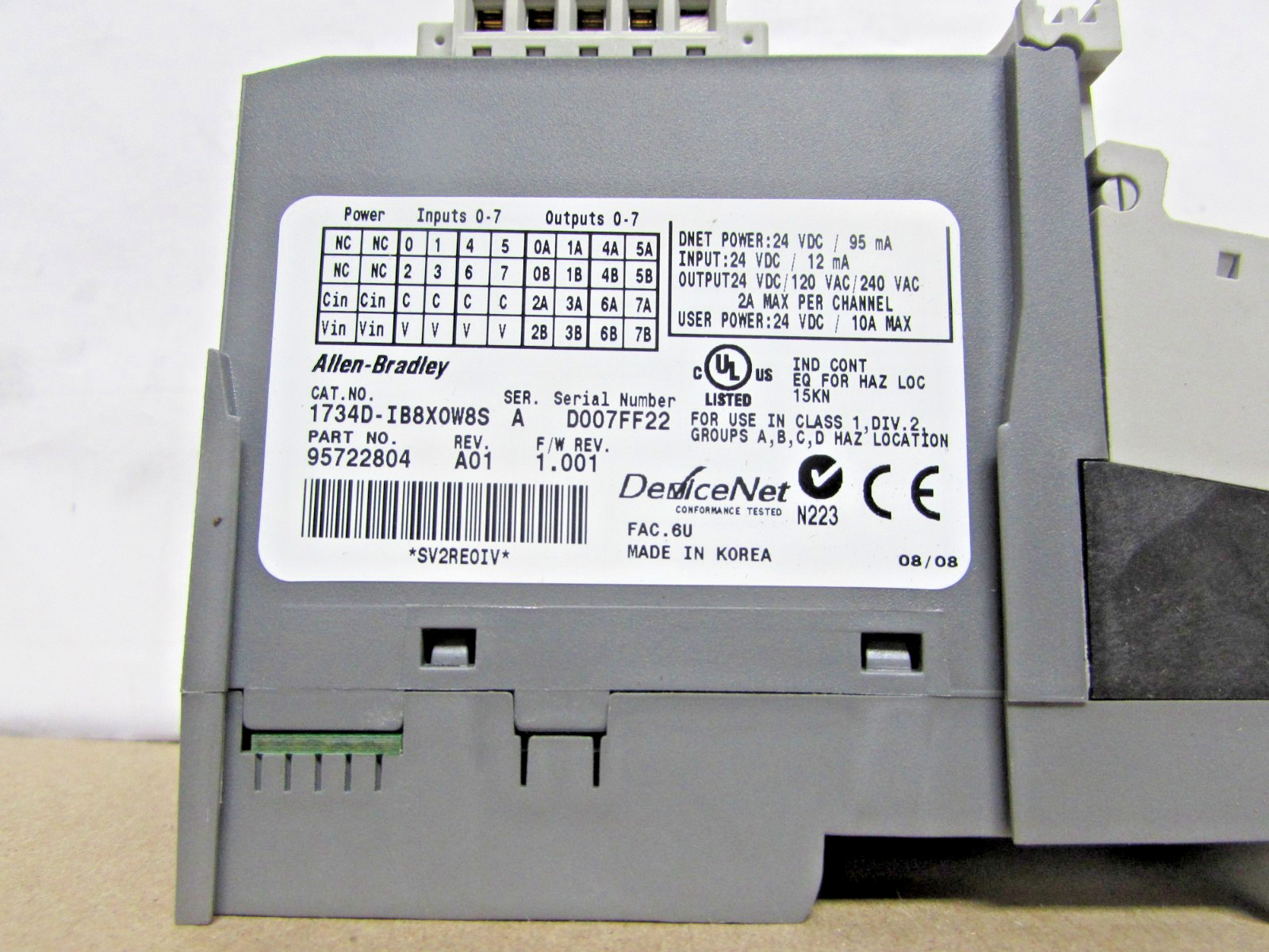 ALAN BRADLEY 1734-1B16S 120/240V Ser. A Device Net Module ( NEW – OPEN BOX )