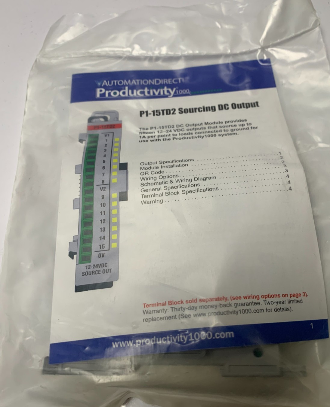 New AUTOMATION DIRECT P1-15TD2 Productivity1000 discrete output module, 15-point