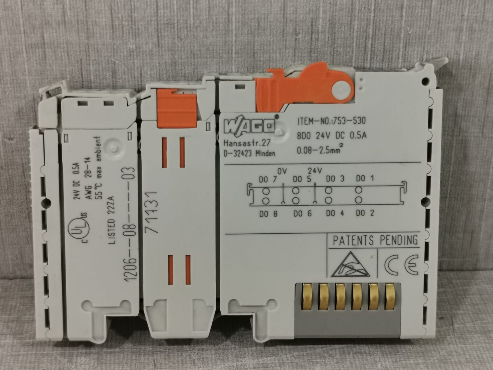 LOT 4 PCS WAGO 753-530 DIGITAL OUTPUT MODULE 8-CHANNEL 24VDC 0.5A