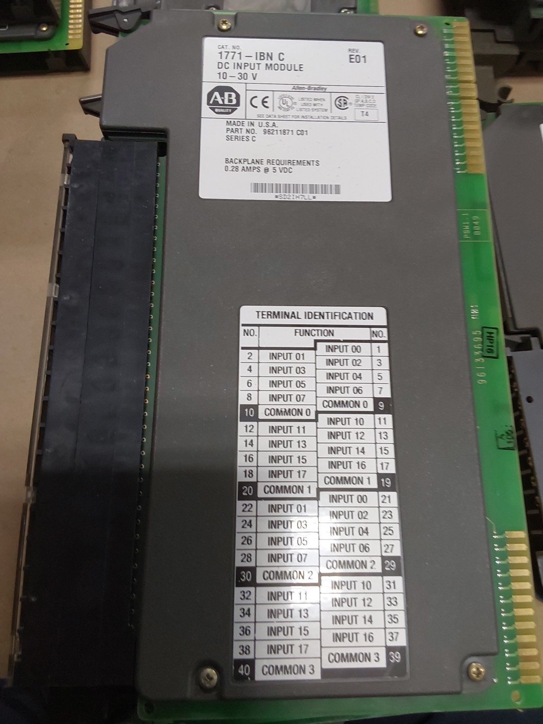 Allen Bradley 1771-IBN Ser. C DC Input Module 10-30VDC REV E01