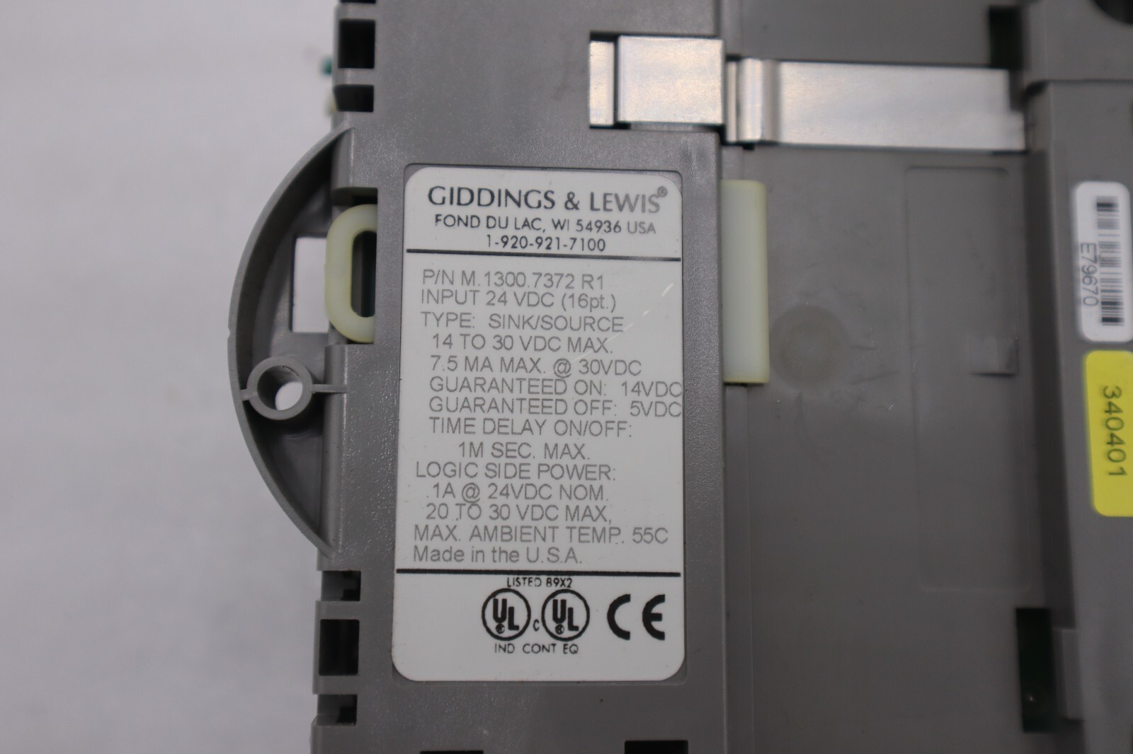 GIDDINGS & LEWIS M.1300.7372 R1 Input Module 24VDC SINK/SOURCE STOCK 626-D