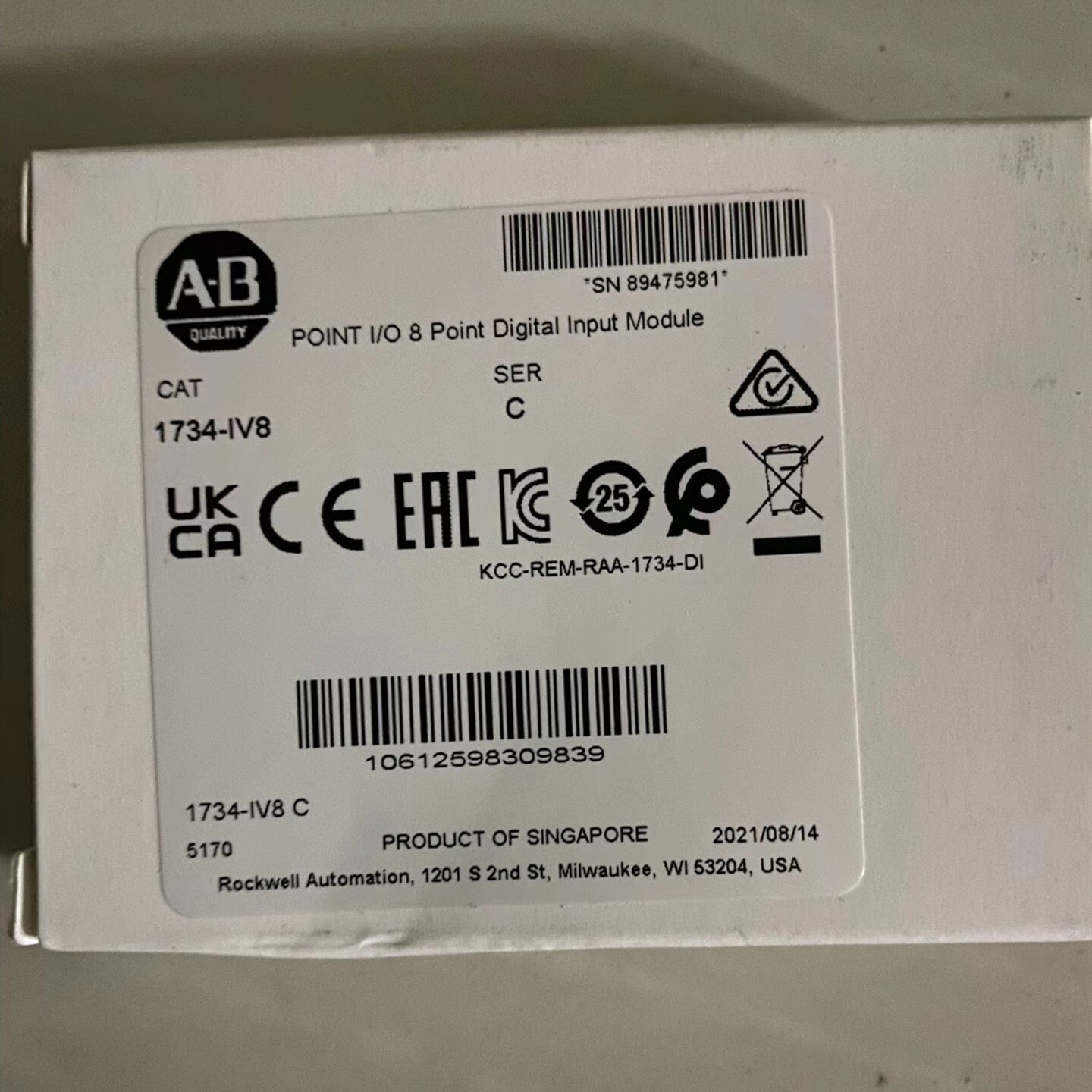 New Sealed Allen Bradley 1734-IV8 SER C POINT I/O 8 Point Digital Input Module
