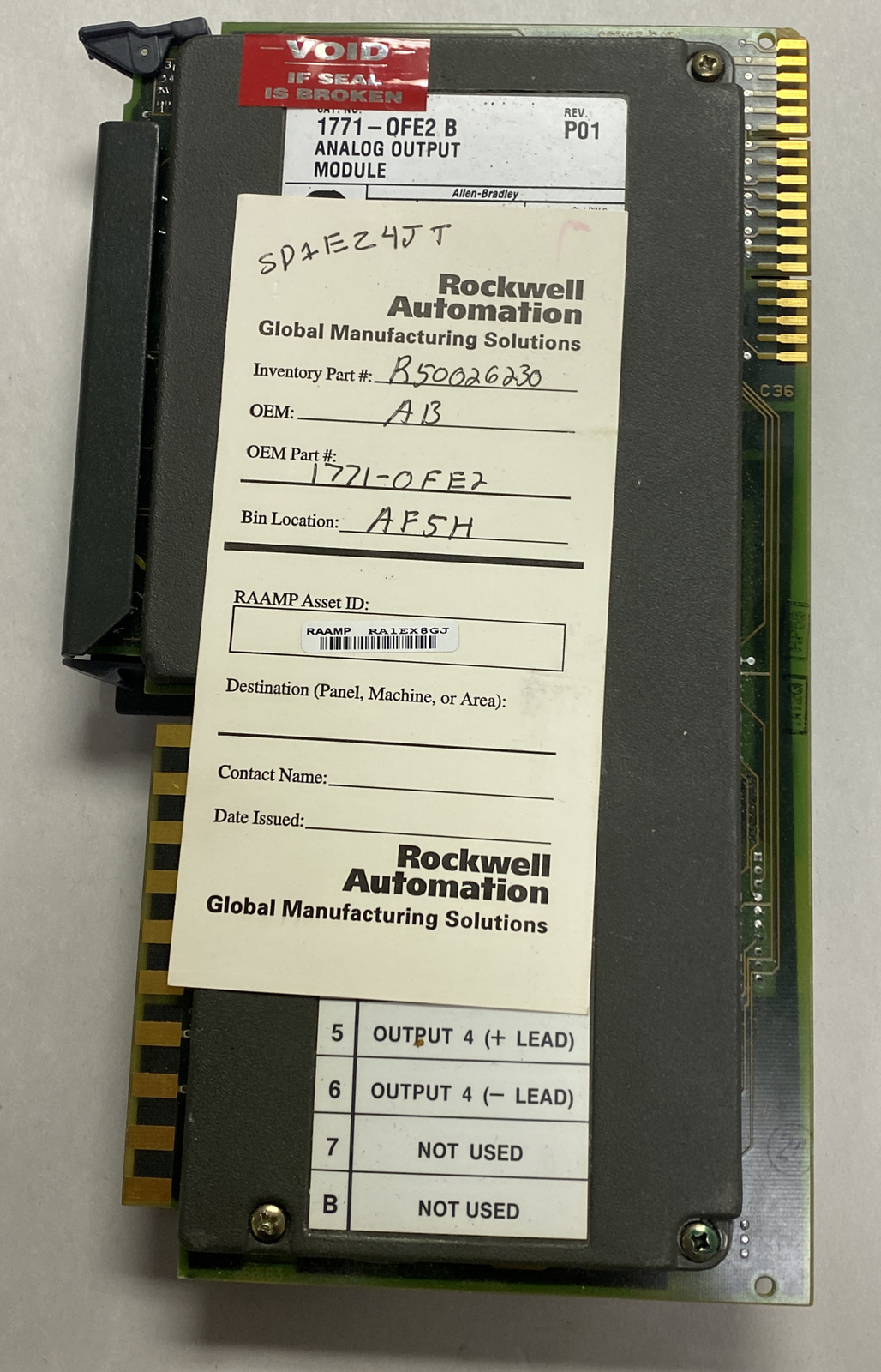 ALLEN BRADLEY,1771-OFE2,SER B ANALOG OUTPUT MODULE REFURBISHED