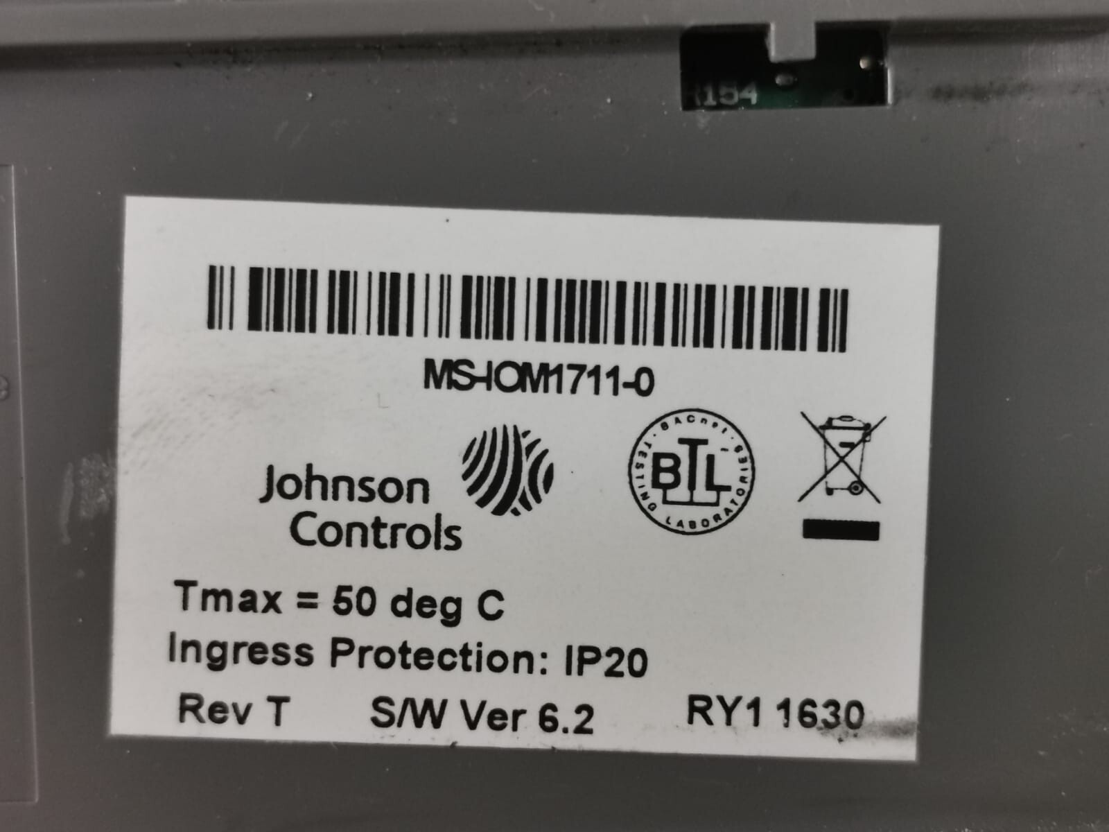 JOHNSON CONTROLS IOM1711 MODULE MS-IOM1711-0 REV. T, VER.6.2