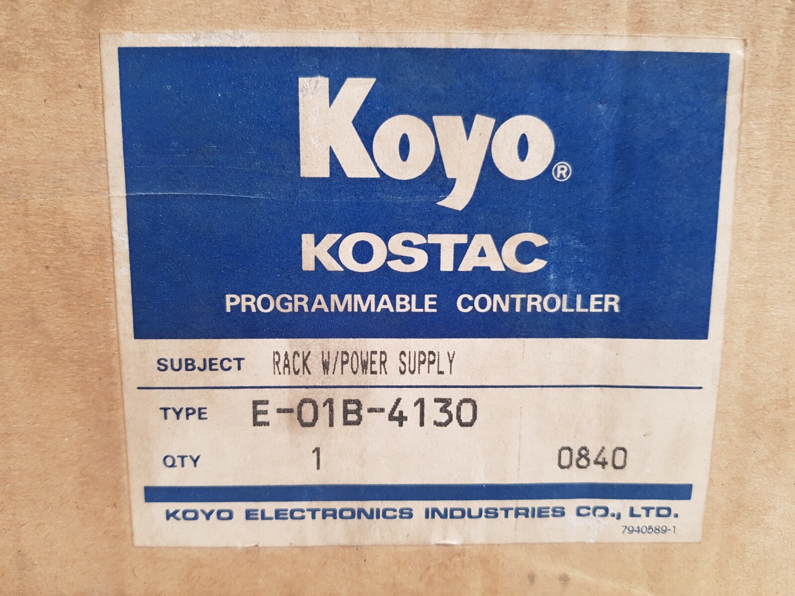 KOYO Electronics KOSTAC E-01B-4130 Programmable Controller Rack ESH-1CTR