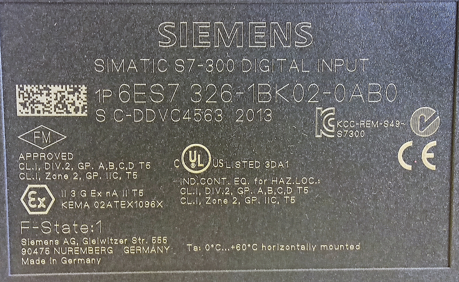 Siemens 6ES7-326-1BK02-0AB0 SINAMTICS S7/300 Digital PLC Input Module