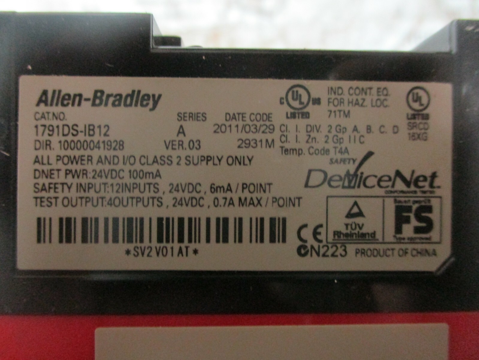 Allen Bradley 1791DS-IB12 CompactBlock I/O Module 12 Inputs Ser A 24VDC *Tested*