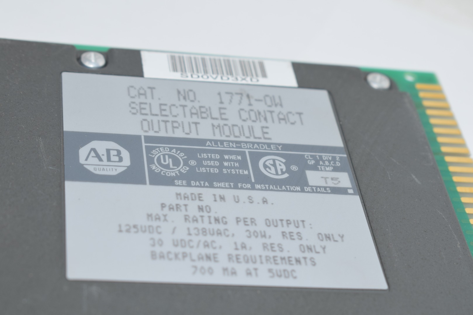 Allen-Bradley 1771-OW PLC-5 Digital Contact Output Module, 8-Point 125VDC