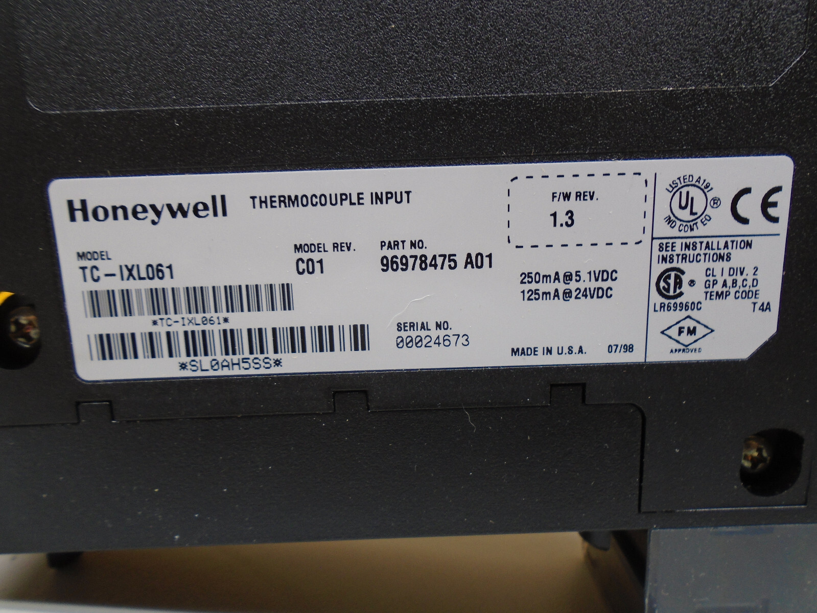 TC-IXL061 Honeywell Thermocouple Input TC-IXL061 W185