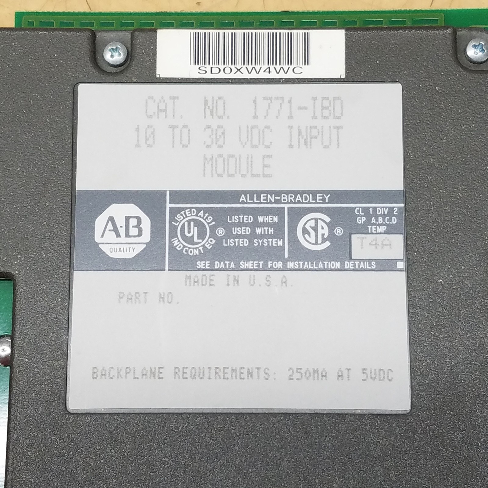 Allen Bradley 1771-IBD, 10-30 Vdc Input Module – USED