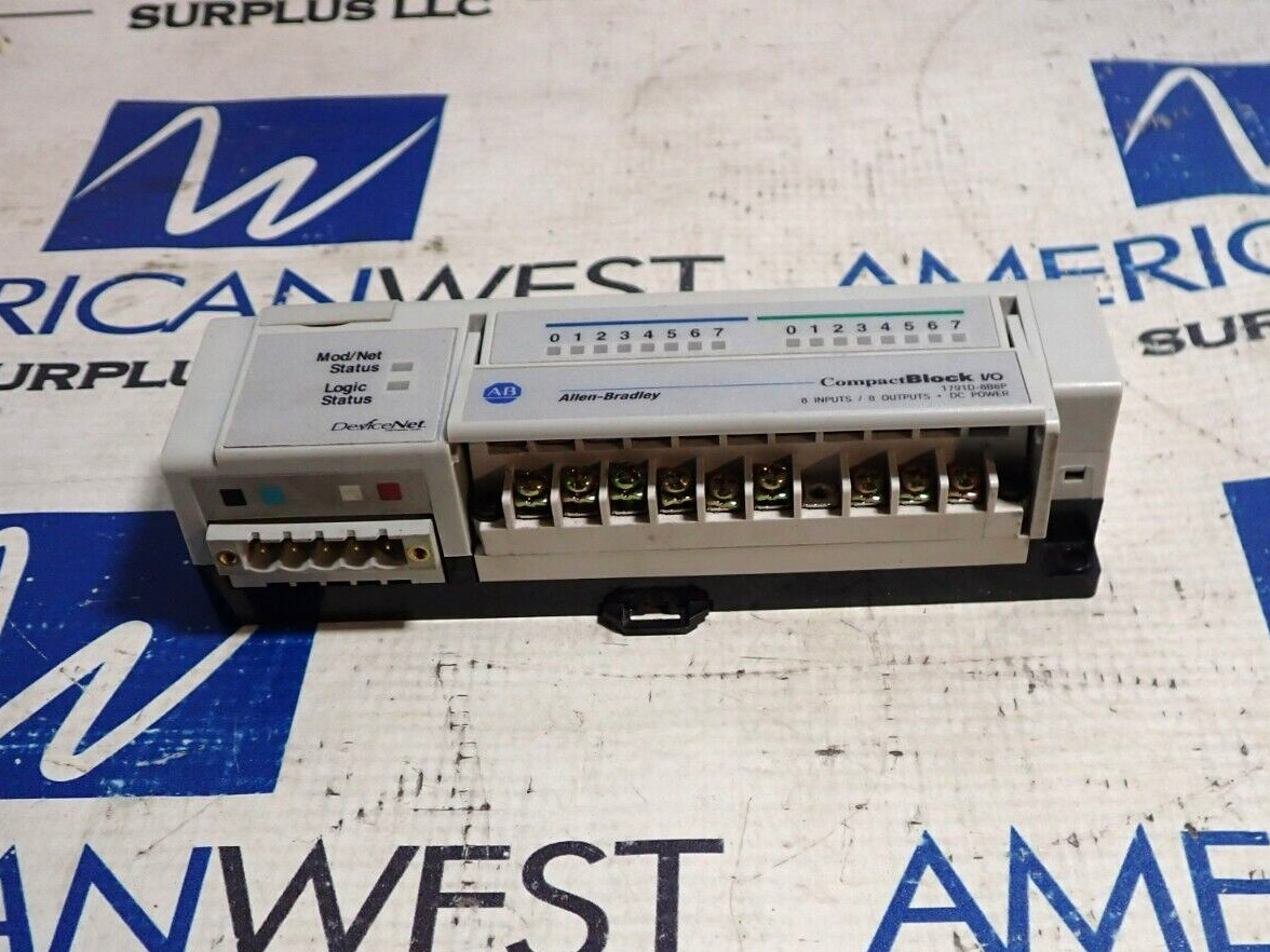 Allen Bradley 1791D-8B8P Ser D Rev C01 FWR 3.003 Compact Block I/O Module