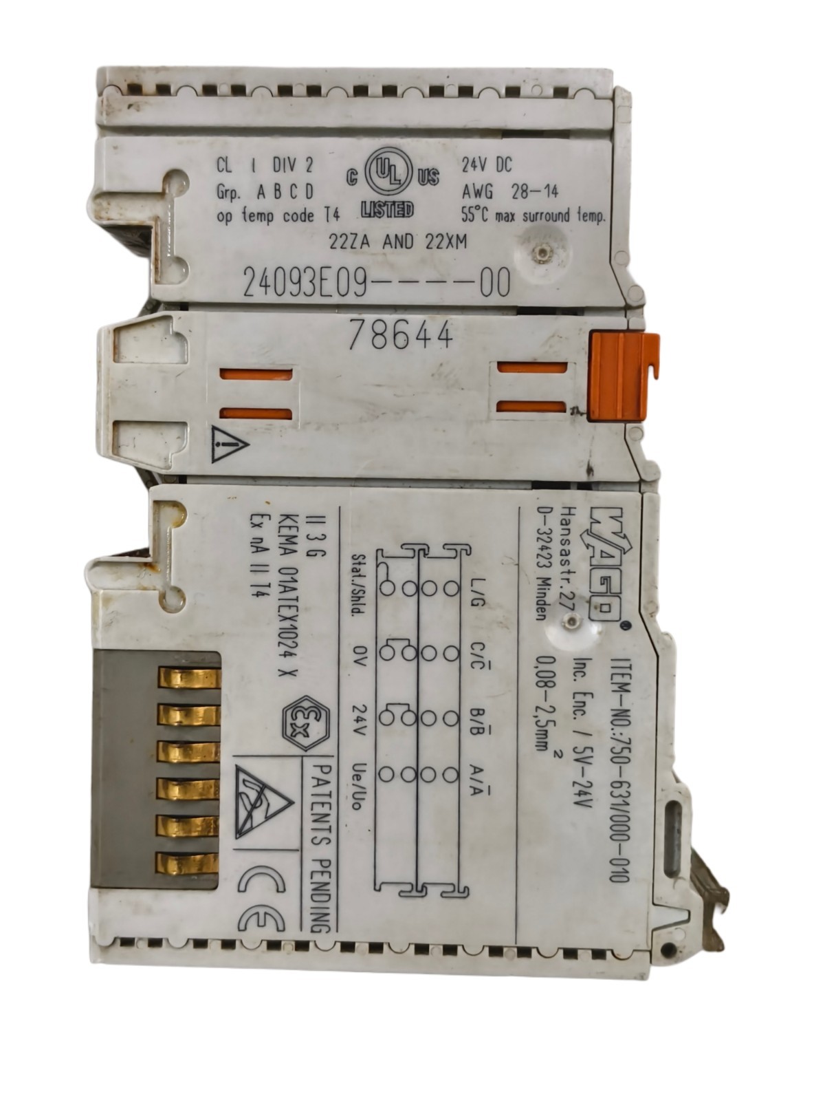 Wago 750-631/000-010 Incremental Encoder Interface RS-422 16 BIT DIN-35 RAIL