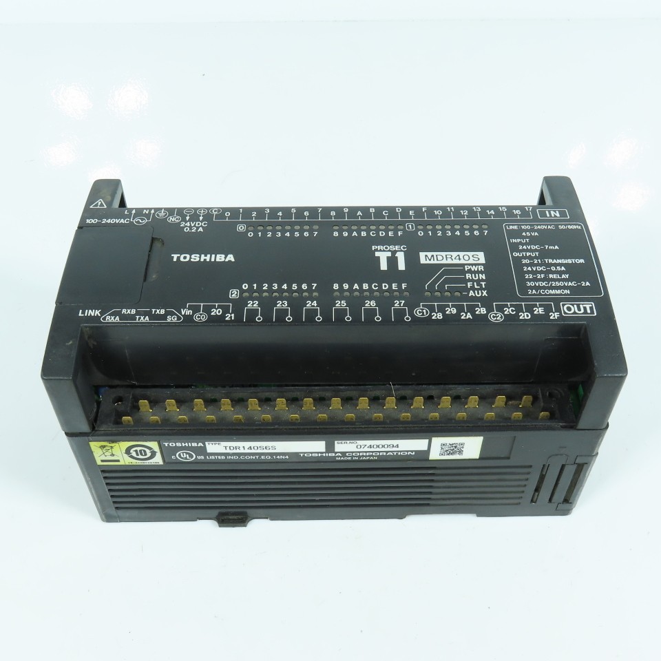 Toshiba TDR140S6S PLC Programmable Controller 24VDC Input 100-240VAC 50-60Hz 2A