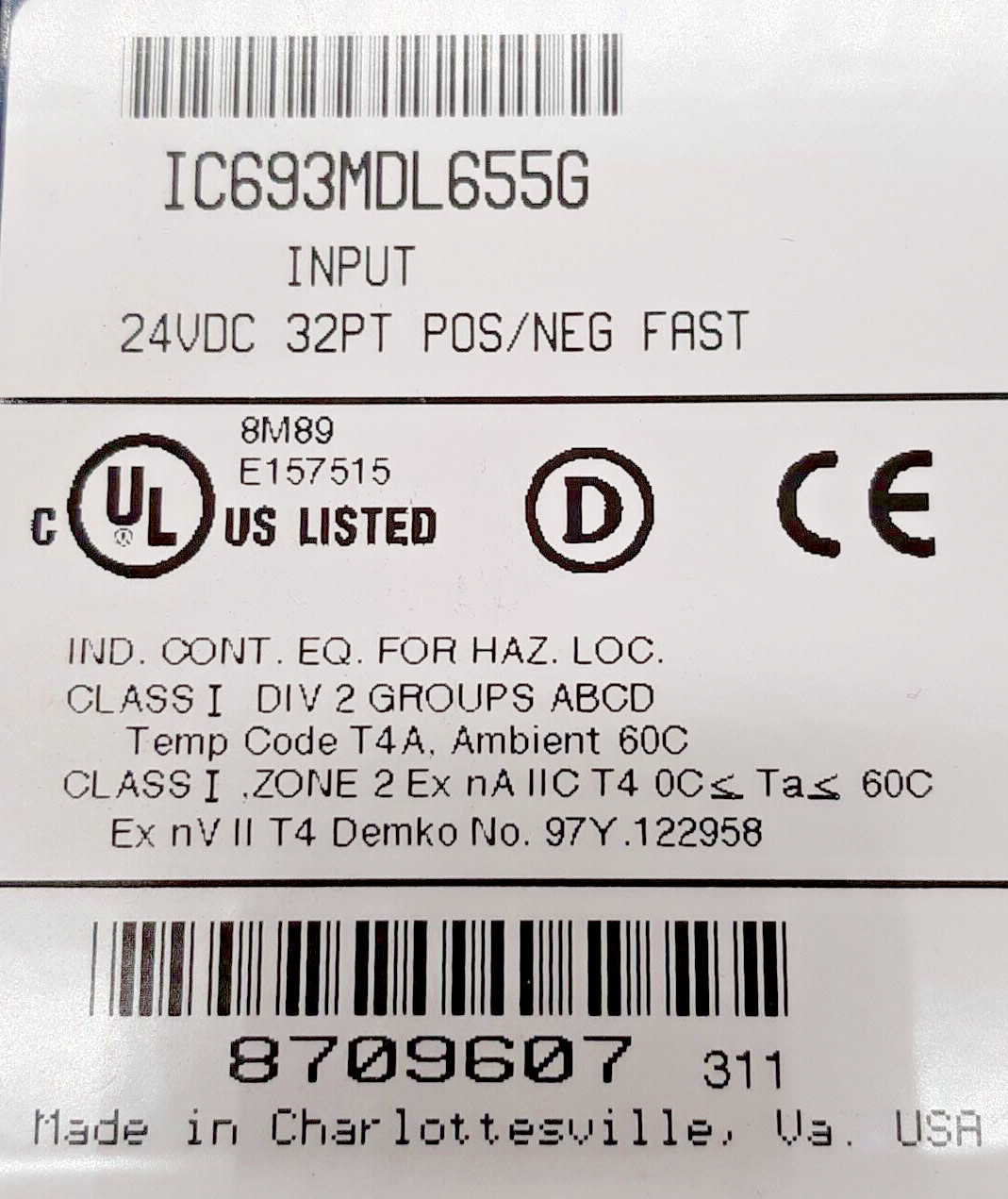 GE IC693MDL655G Input Module – Missing Plastic Cover