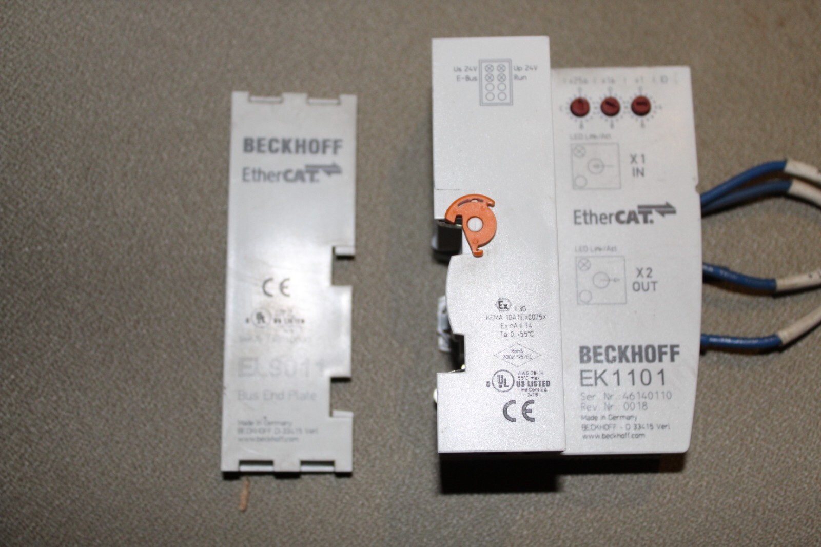BECKHOFF EK1101 ETHERCAT Bus Terminal Coupler Module + EL9011 END WORKING PULL