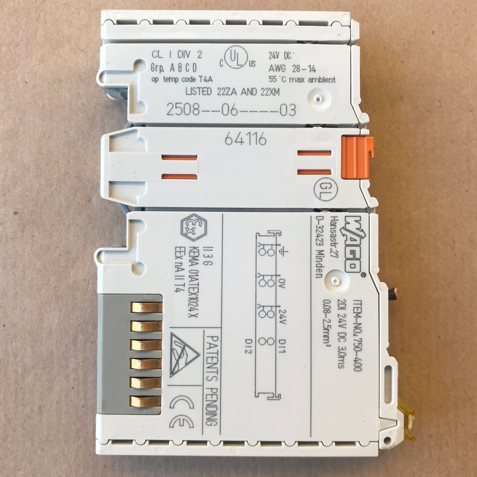 WAGO 750 400 DIGITAL INPUT MODULE