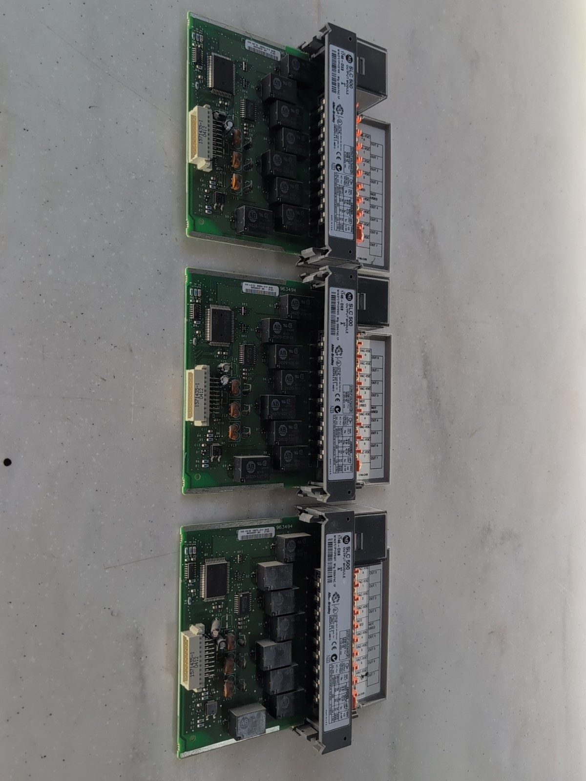 LOT OF THREE Allen Bradley 1746-0X8/A SLC 500 Isolated Relay Output Modules BC$
