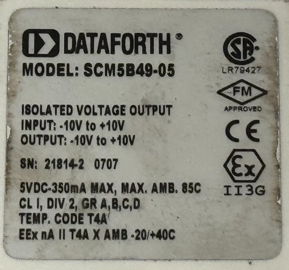 USED Dataforth SCM5B49-05 Isolated Voltage Output Module