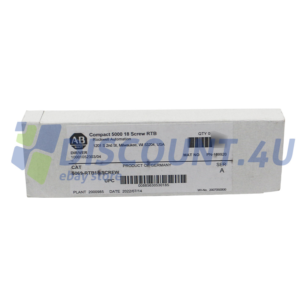 AB 5069-RTB18-SCREW Compact 5000 18 Screw RTB Factory Sealed 5069RTB18SCREW