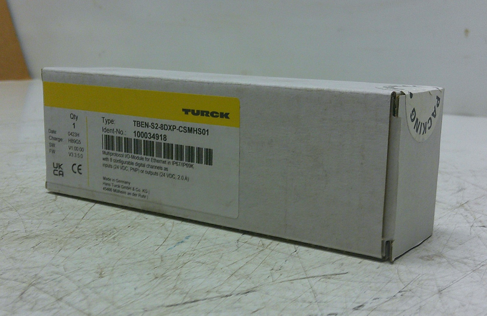 Turck TBEN-S2-8DXP-CSMHS01 Multiprotocol I/O Module Ethernet IP67/IP69K NOS