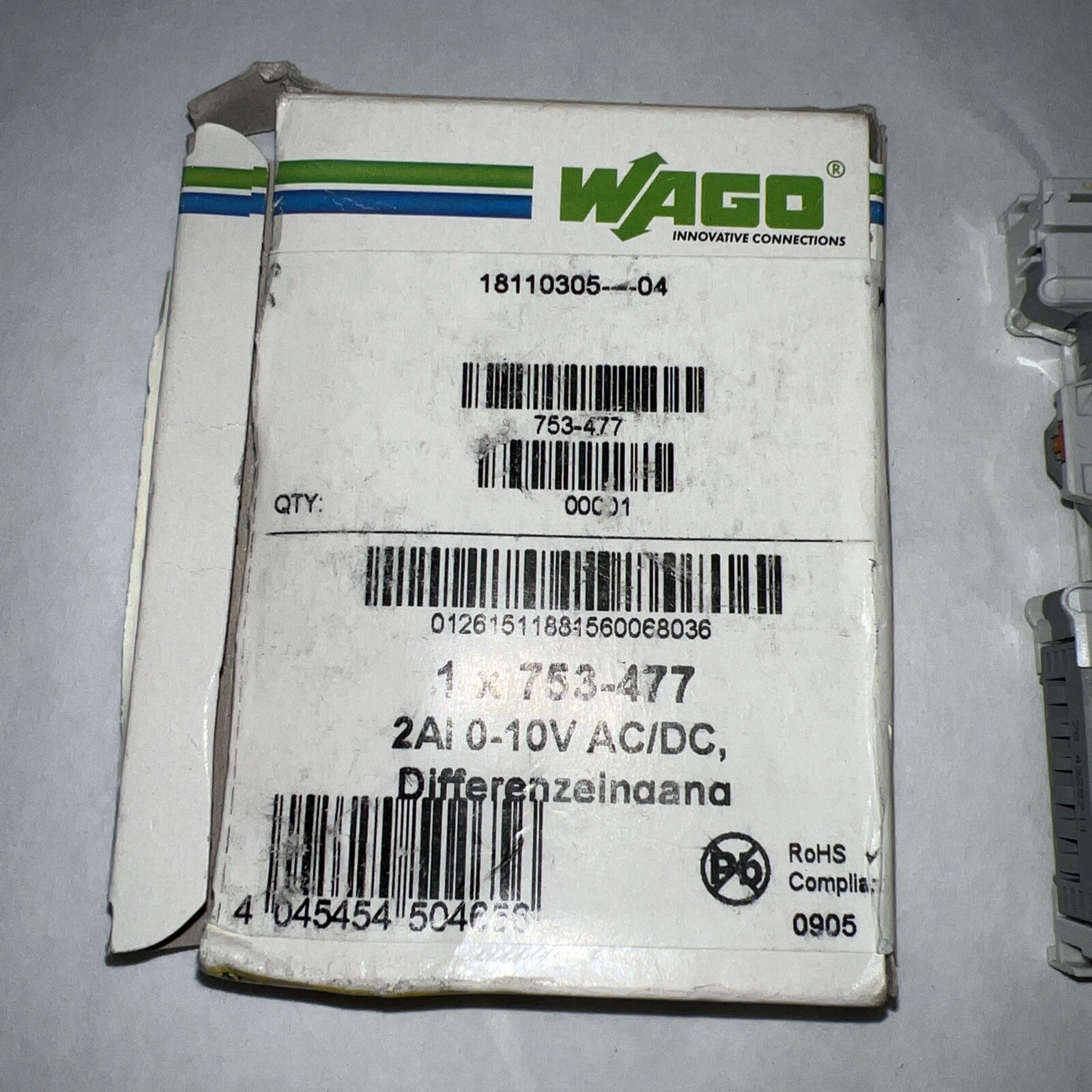 Wago 753-477 2-Channel Analog Input Module, 16 Bit, 0-10V AC/DV, Differential