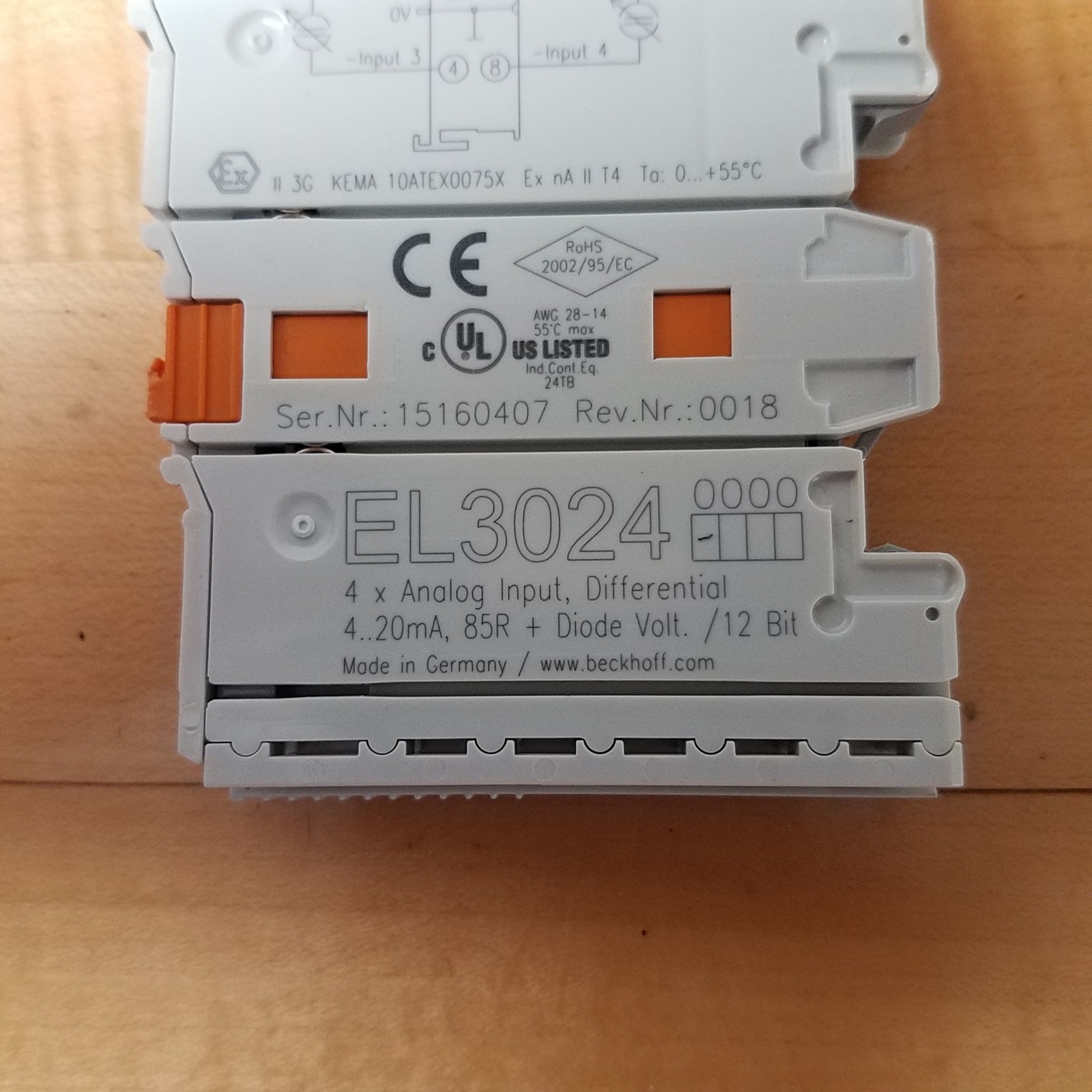 BeckHoff EL3024 EtherCAT Terminal, 4-Channel Analog Input, 4-20mA – USED