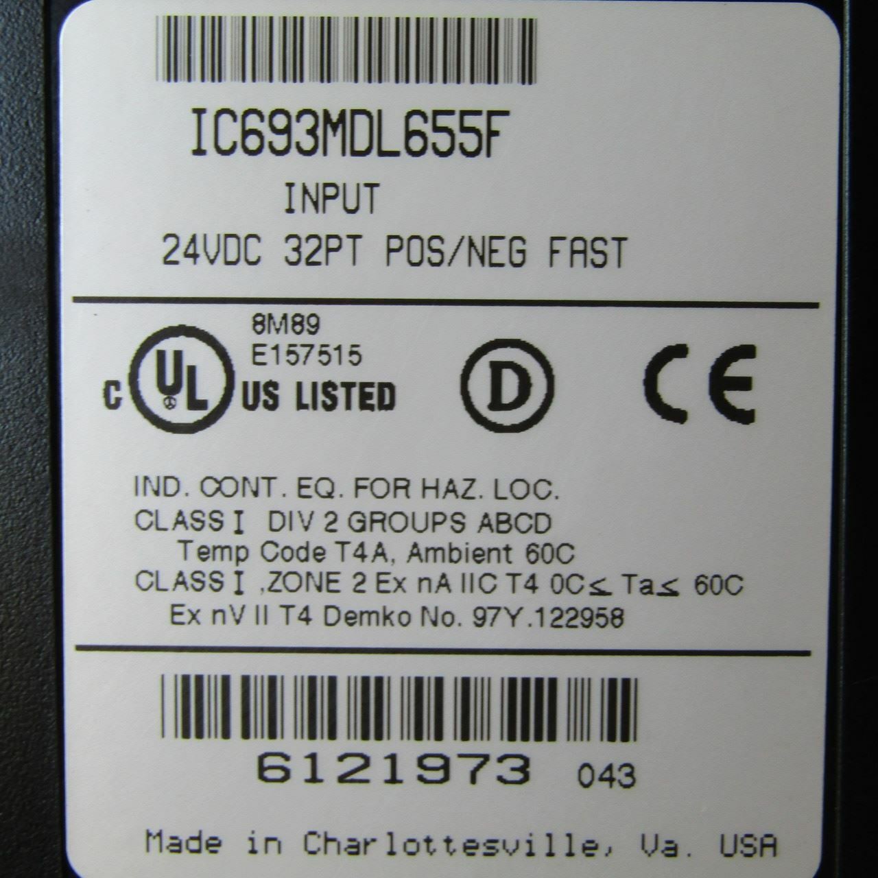 GE Fanuc IC693MDL655F Input 24VDC 32PT Pos/Neg Fast – Used