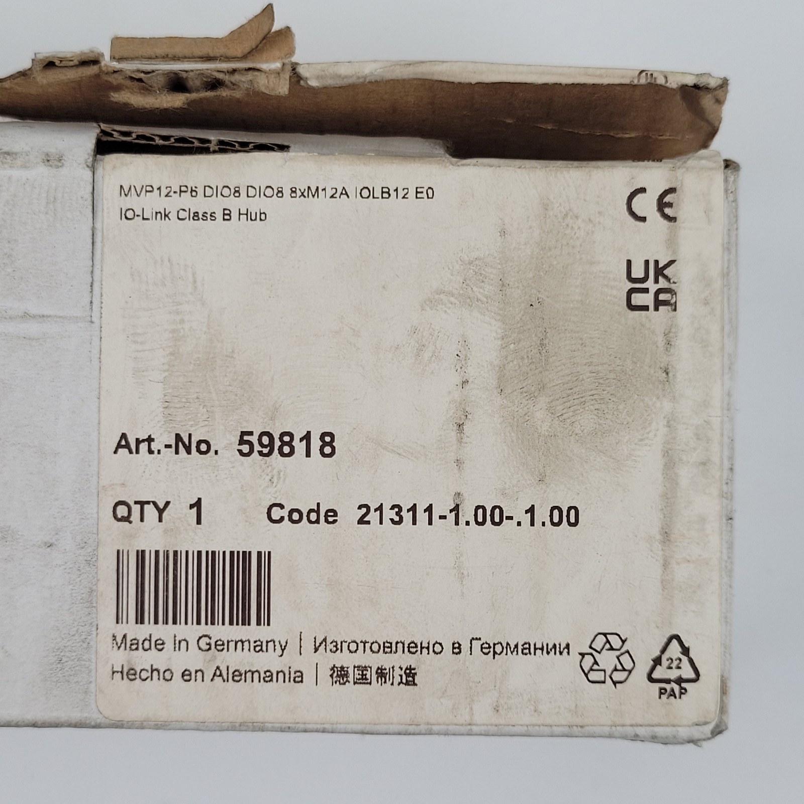 Murr Elektronik 59818 MVP12-P6 DIO8 DIO8 8xM12A IOLB12 E0, IO-Link Class, 24VDC