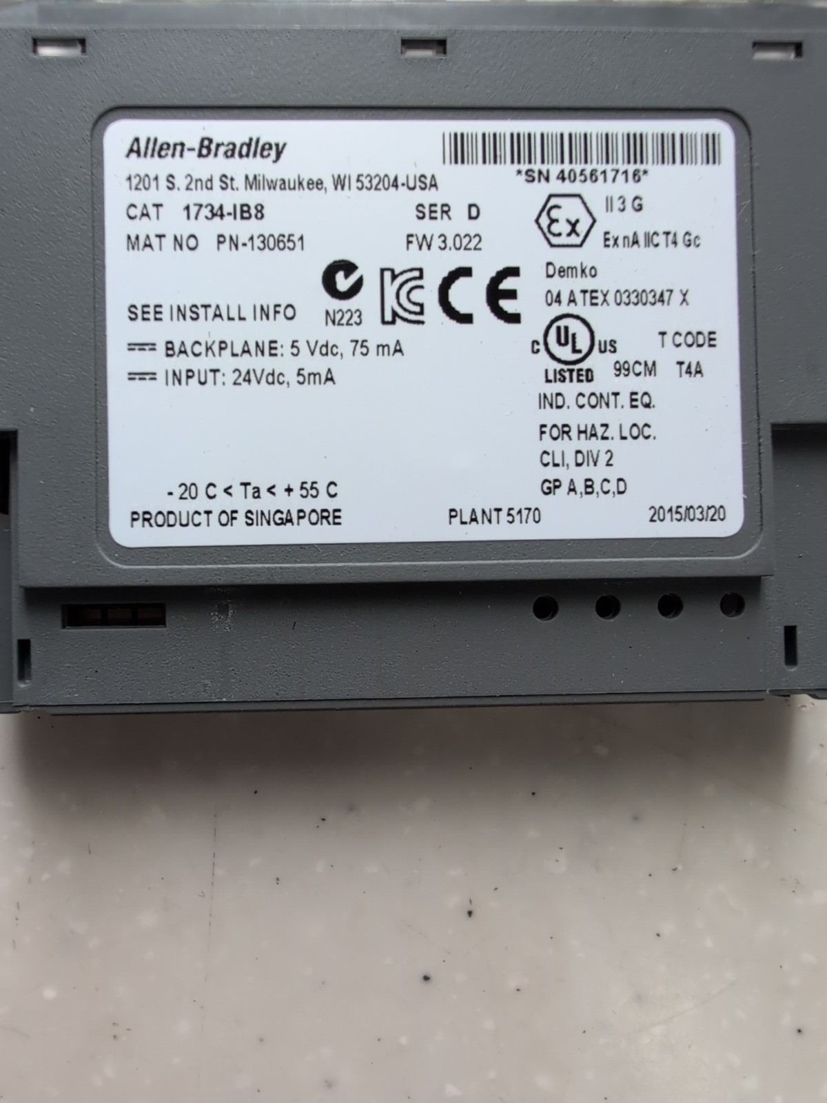 LOT OF FOUR Allen-Bradley 1734-IB8 SER D 130651 24V DC Sink Input Modules SC$