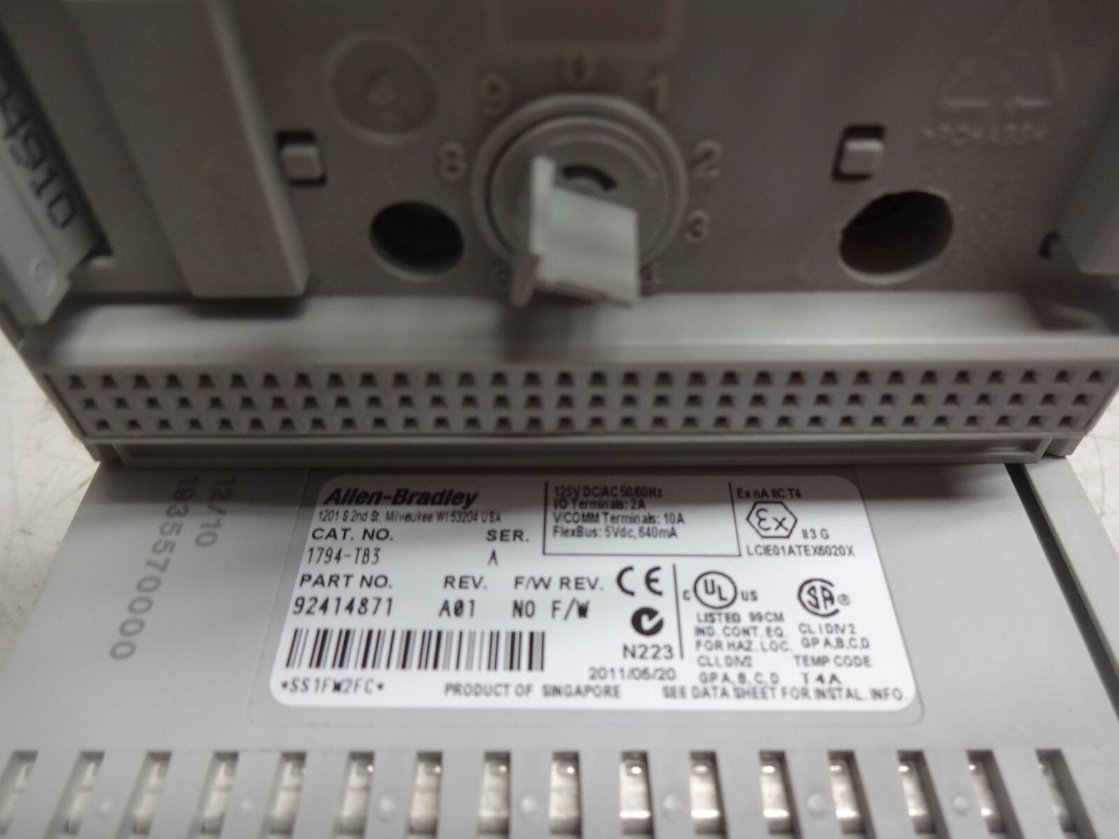 Allen Bradley 1794-TB3 Series A Terminal Base 92414871 Rev A01 Module
