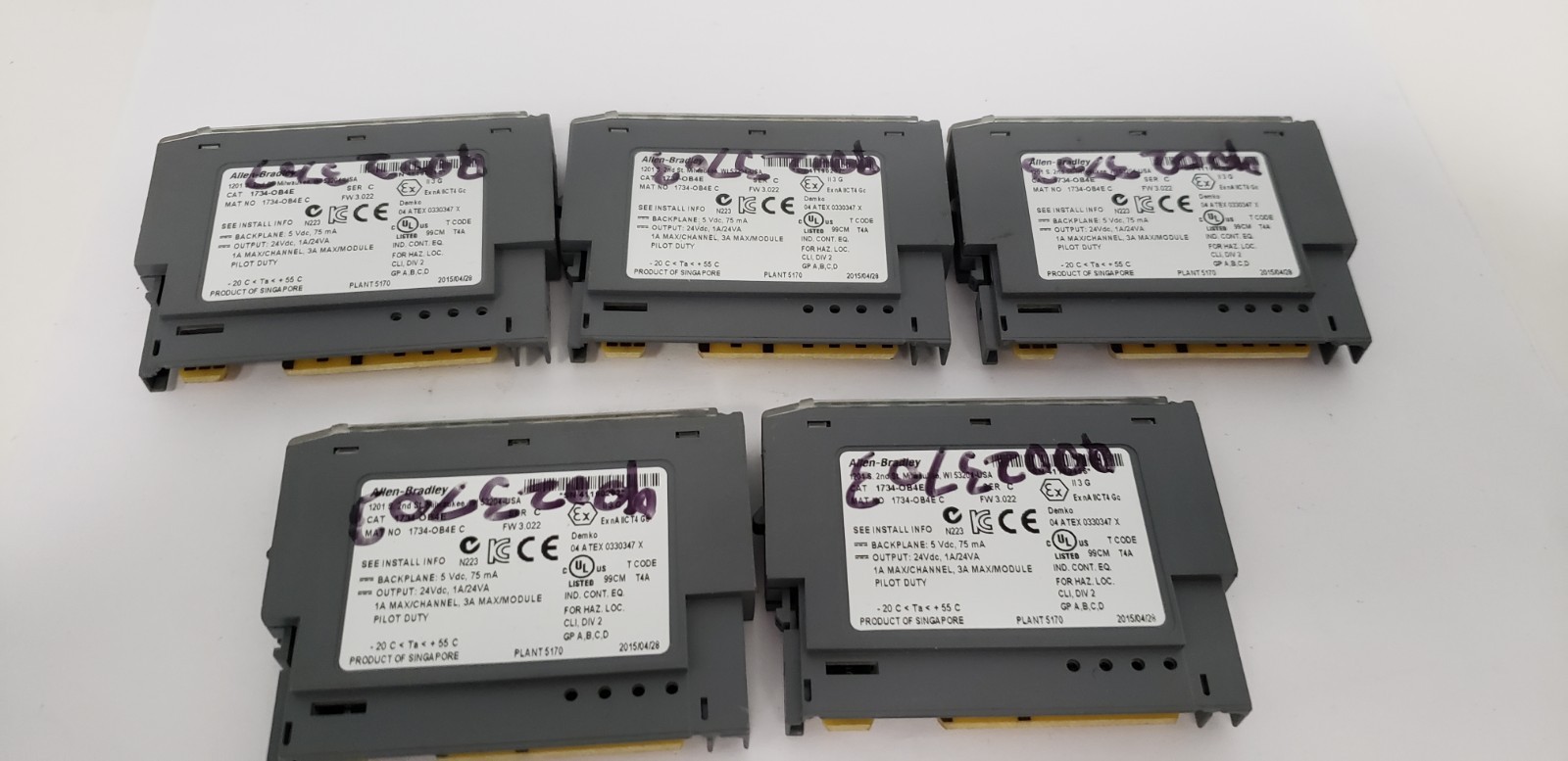 ALLEN BRADLEY 1734OB4E OUTPUT MODULE, POINT I/O, 24VDC (LOT OF 5)