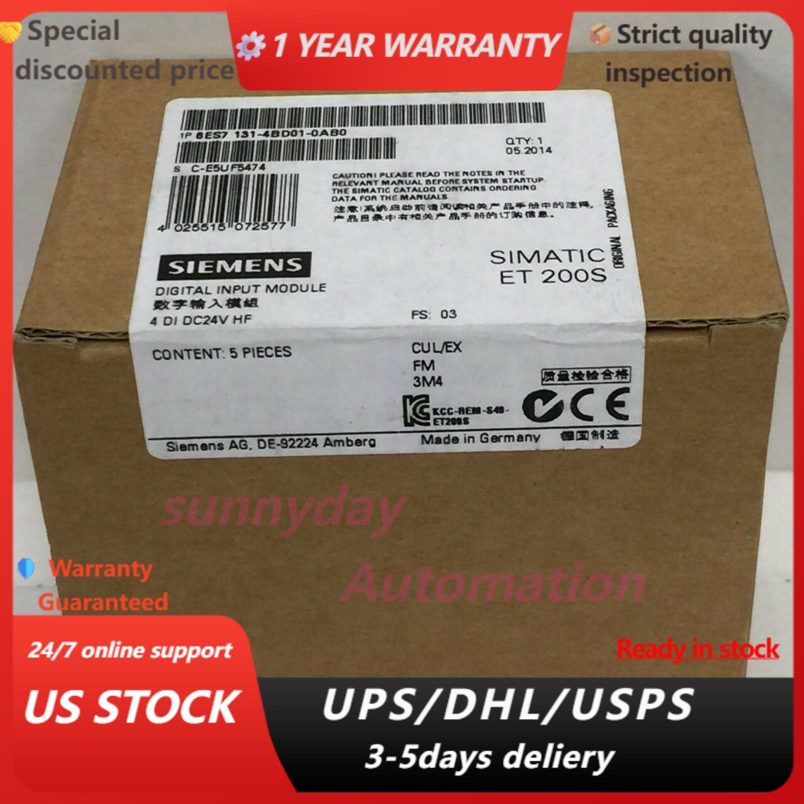 New Siemens electronic modules for ET200S 6ES7131-4BD01-0AB0 6ES7 131-4BD01-0AB0