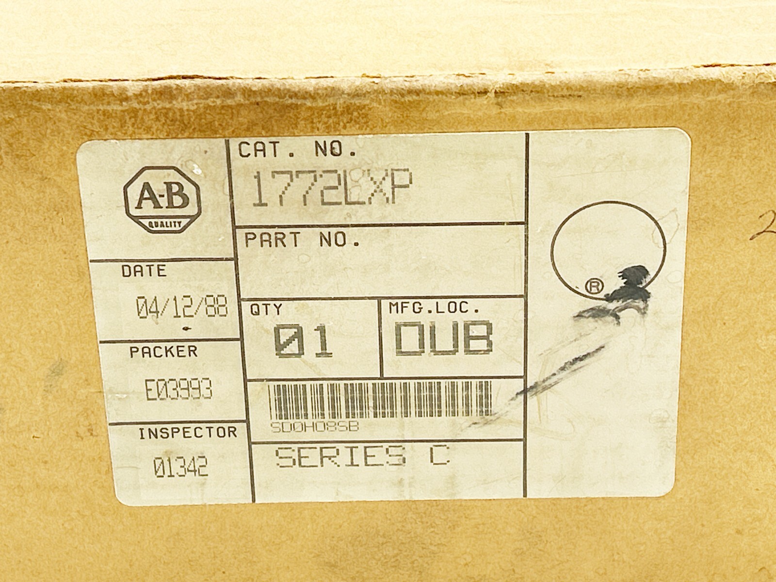 New Allen Bradley 1772-LXP Processor Module 4A 240V 50.60Hz 4k Word SRAM Ser.C