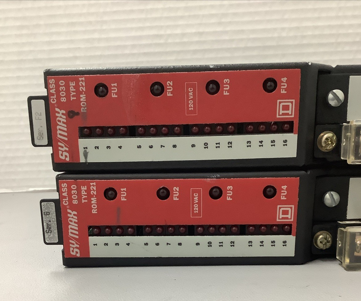 Lot of 2 Square D SY/MAX 8030 ROM-221 Output Module 30619-502-50 120VAC (b506)