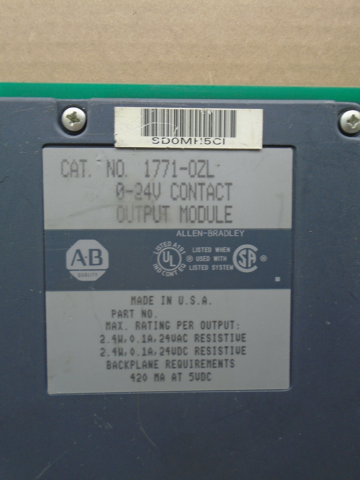 1771-OZL Allen Bradley 0-24V Contact output module 1771OZL E33