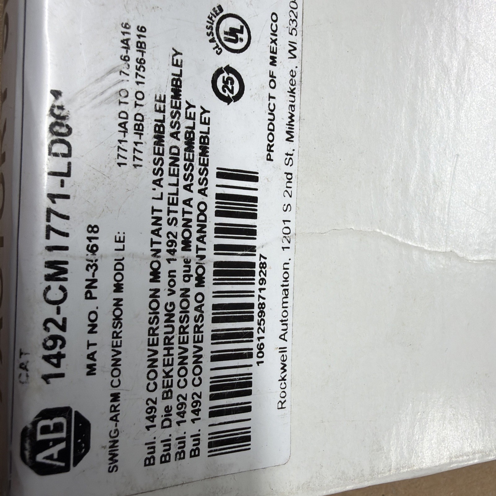 ALLEN BRADLEY 1492-CM1771-LD001 SWING-ARM CONVERSION MODULE SER.A. (AD2)