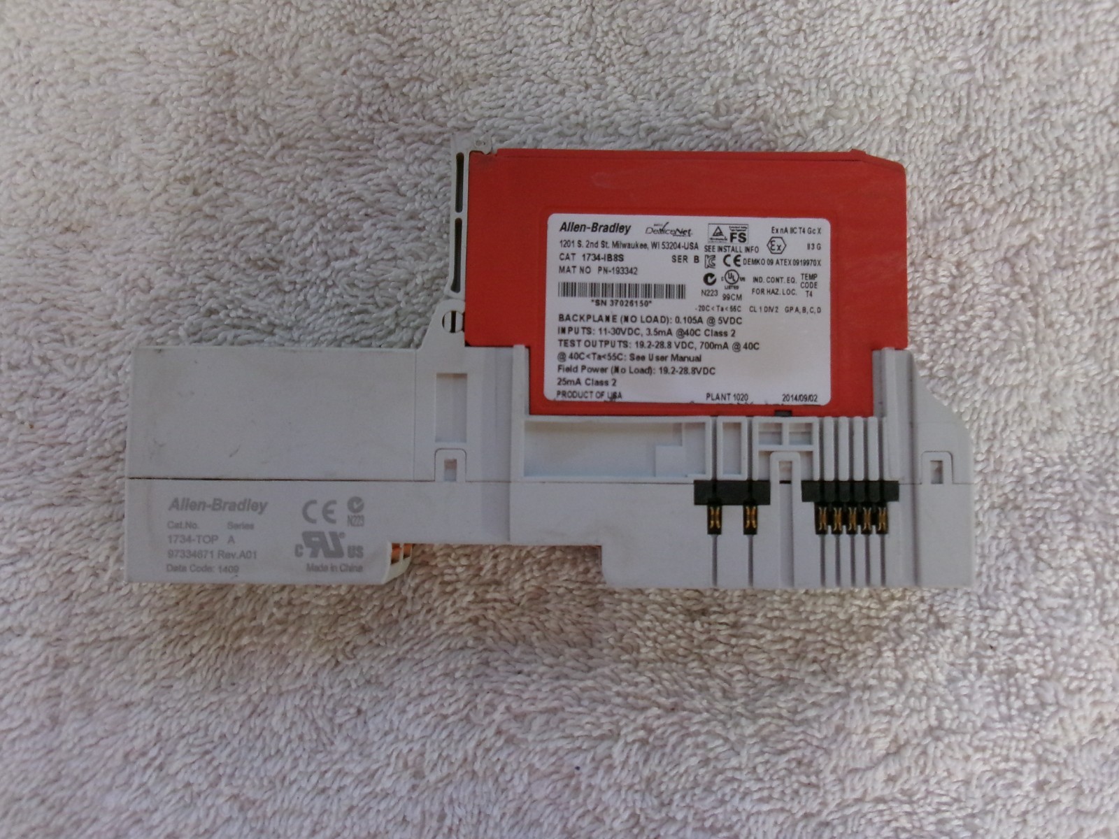 Allen Bradley Input Module with Base 1734-TOP 1734-IB8S