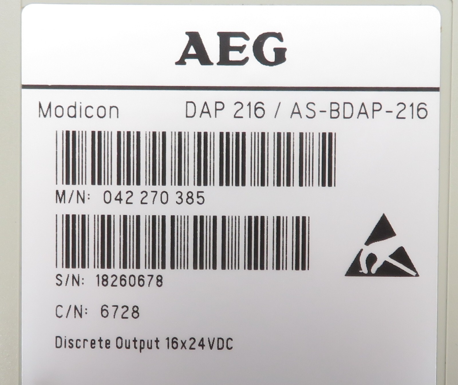 2x AEG Modicon DAP 216/AS-BDAP-216 Discrete Output Module Output Module 16x 24V