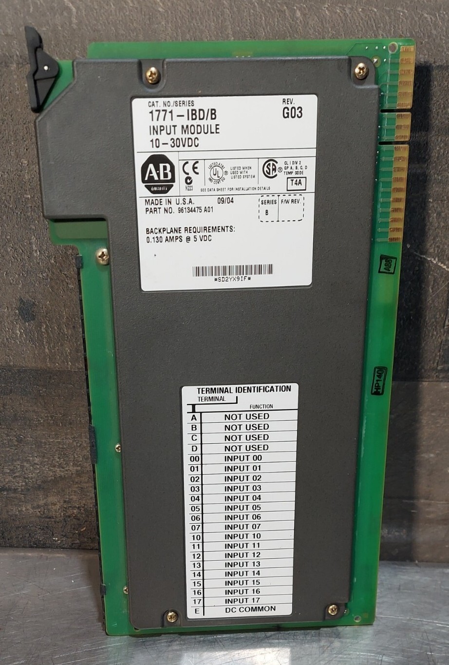 Allen Bradley 1771-IBD/B. G03 10-30 VDC Input Module. 96134475 A01
