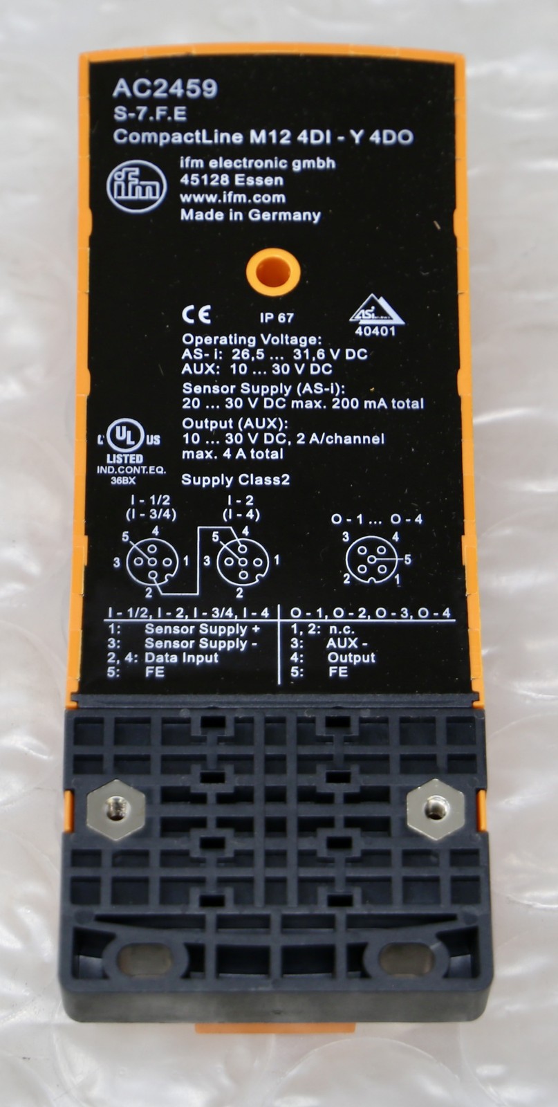 *NEW* IFM AC2459 – AS-INTERFACE CompactLineM12 4DI-Y 4DO 4-Input / 4-Output Mod