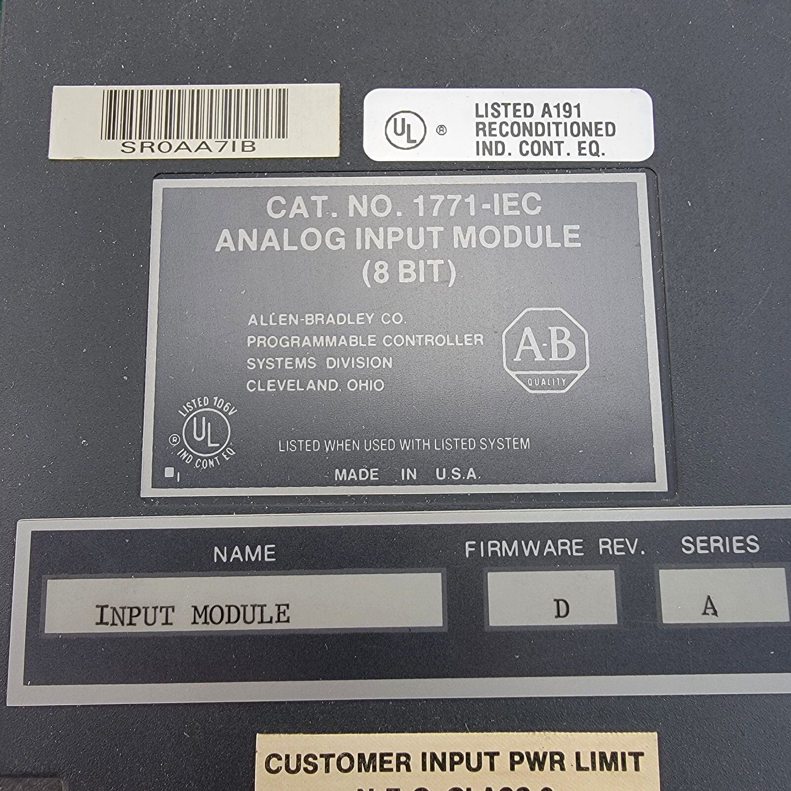 Allen-Bradley 1771-IEC Input Module Made USA NEW OPEN BOX 60 D Returns 1122/51