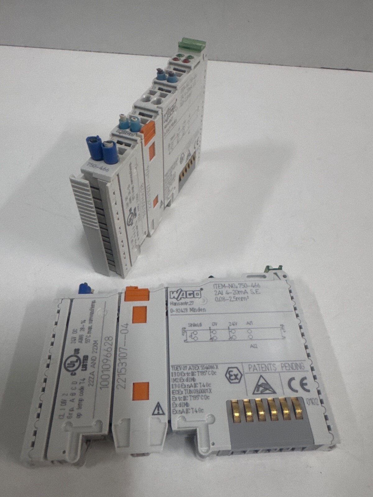LOT OF 2 PCs Wago 750-466 2-Channel Analog Input 4-20 mA
