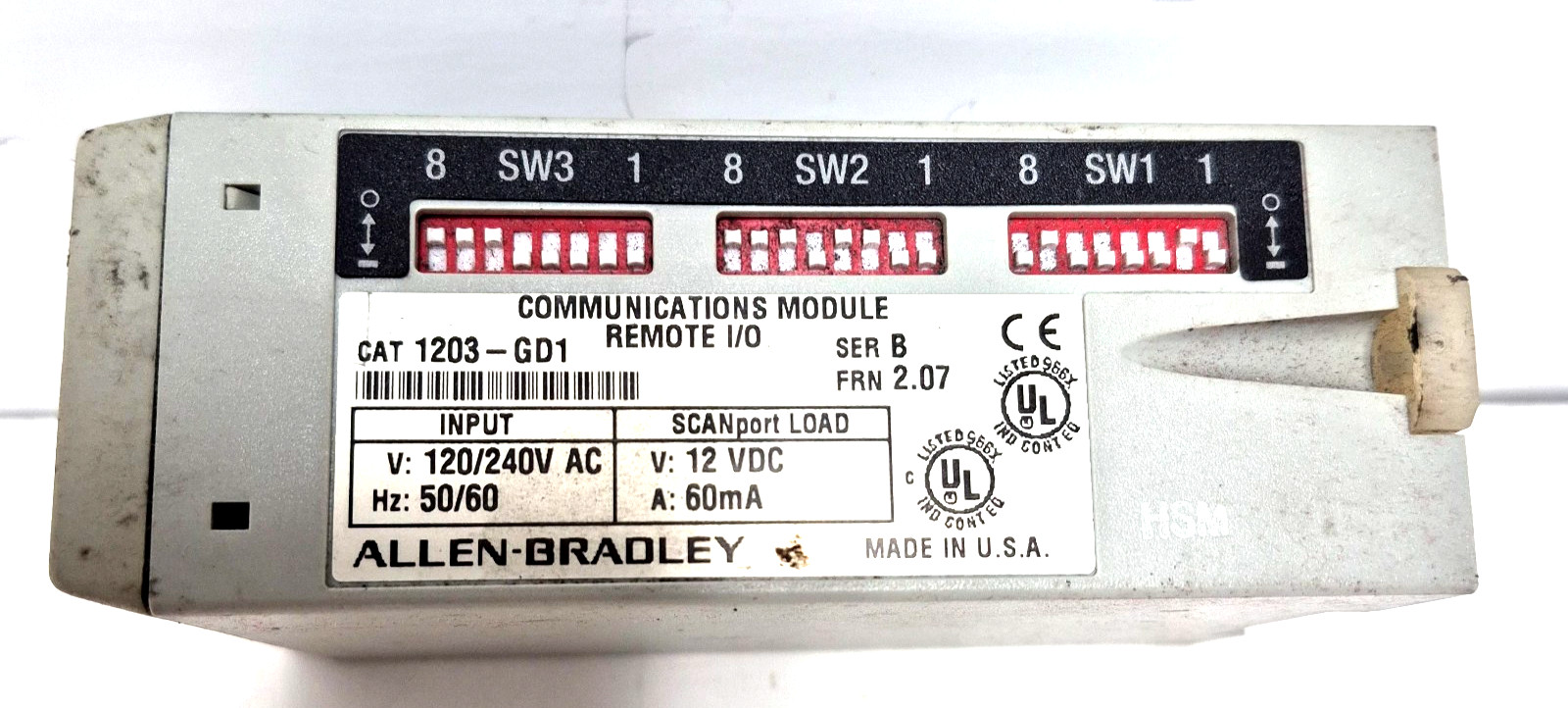 ALLEN-BRADLEY COMMUNICATION MODULE REMOTE 1203-GD1 SERIES B I/O 120/240V AC