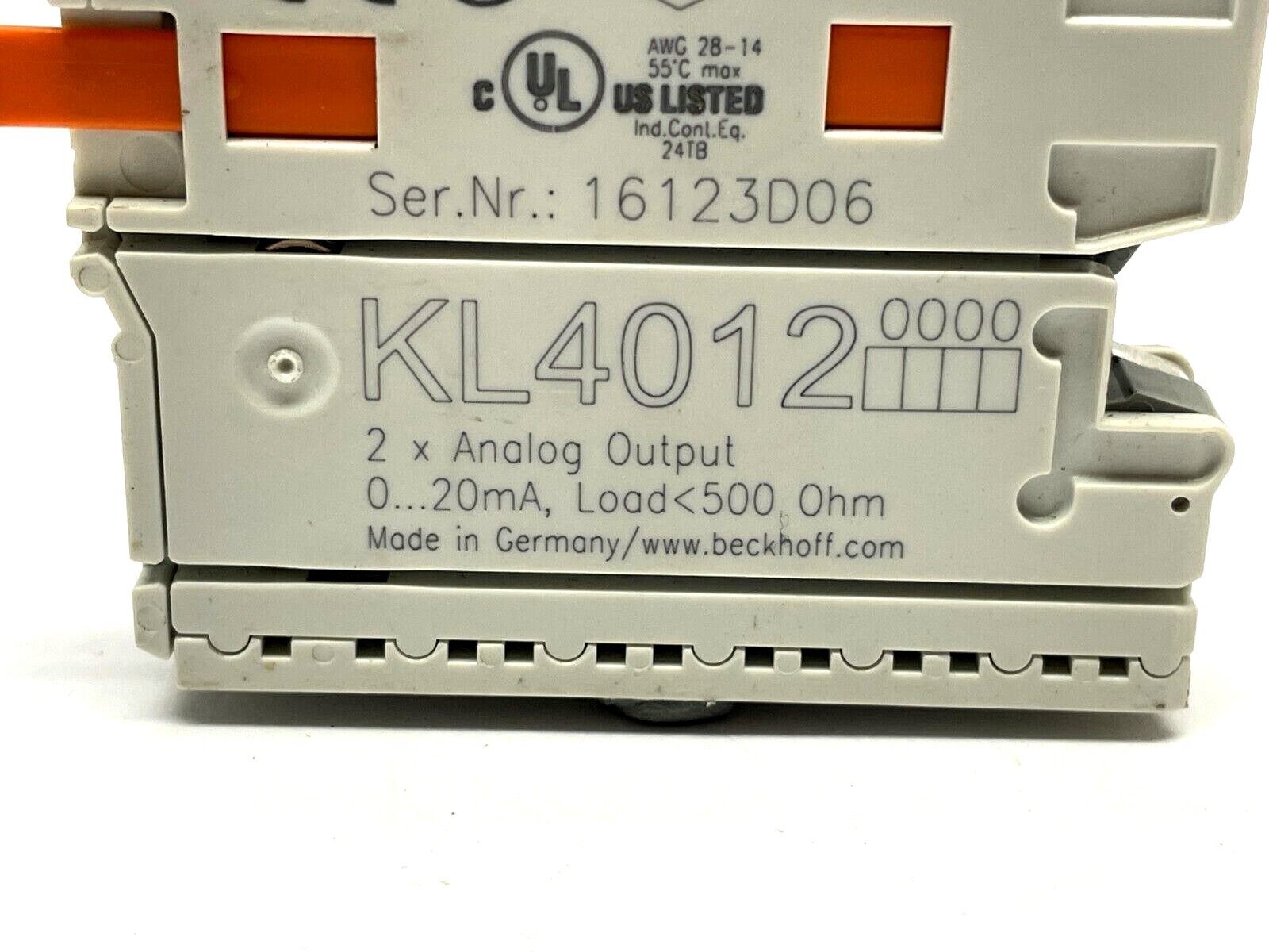 Beckhoff KL4012 Bus Terminal 2-Channel Analog Output Current 20mA 12 Bit