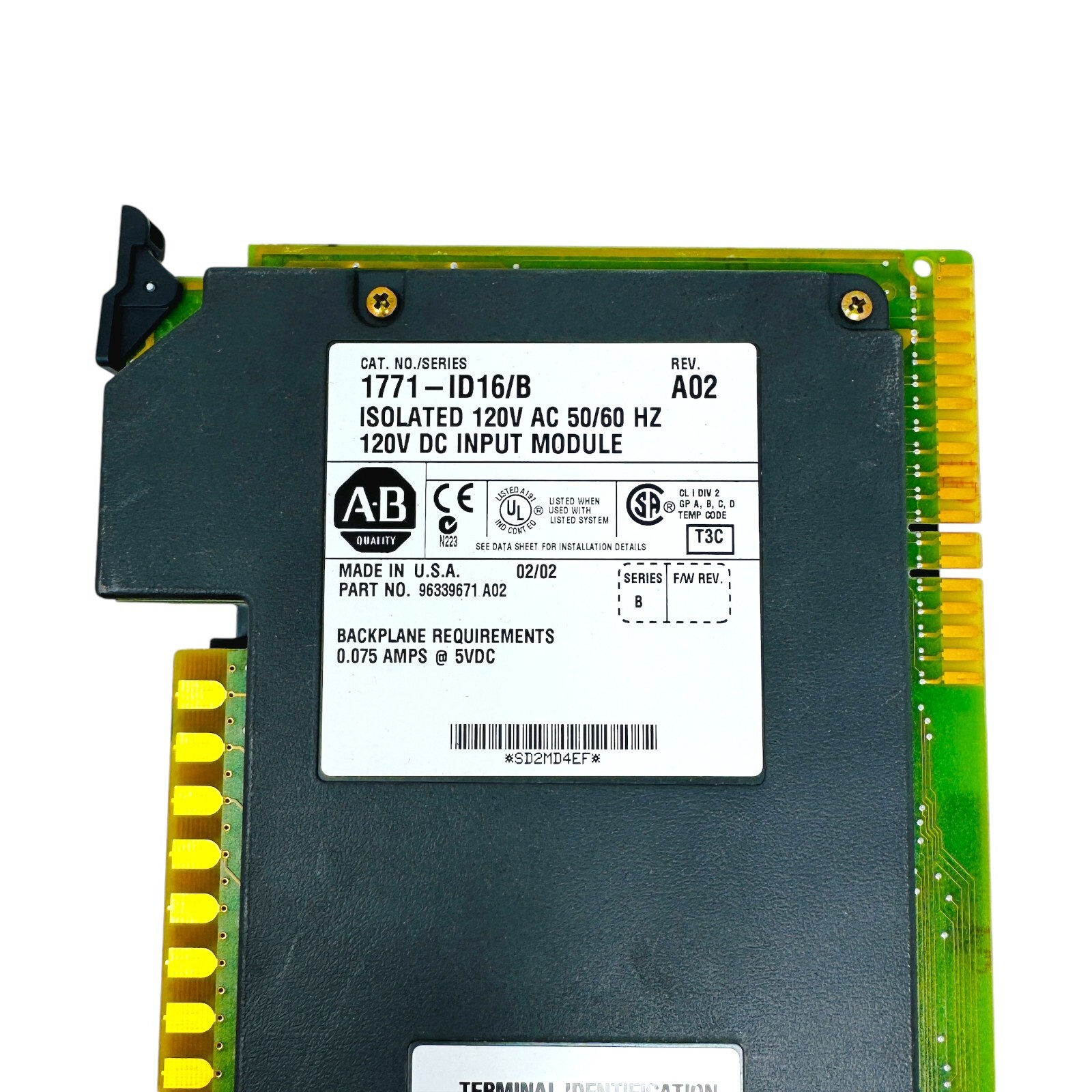 Allen Bradley 1771-ID16/B Isolated 120V DC Input Module 96339671 120VAC 50-60 Hz