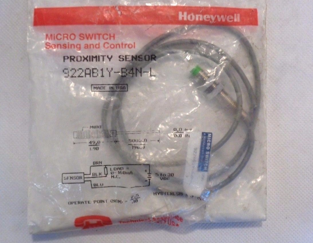 NEW IN FACTORY PACKAGE HONEYWELL /MICRO 922AB1Y-B4N-L PROXIMITY SWITCH-SENSOR