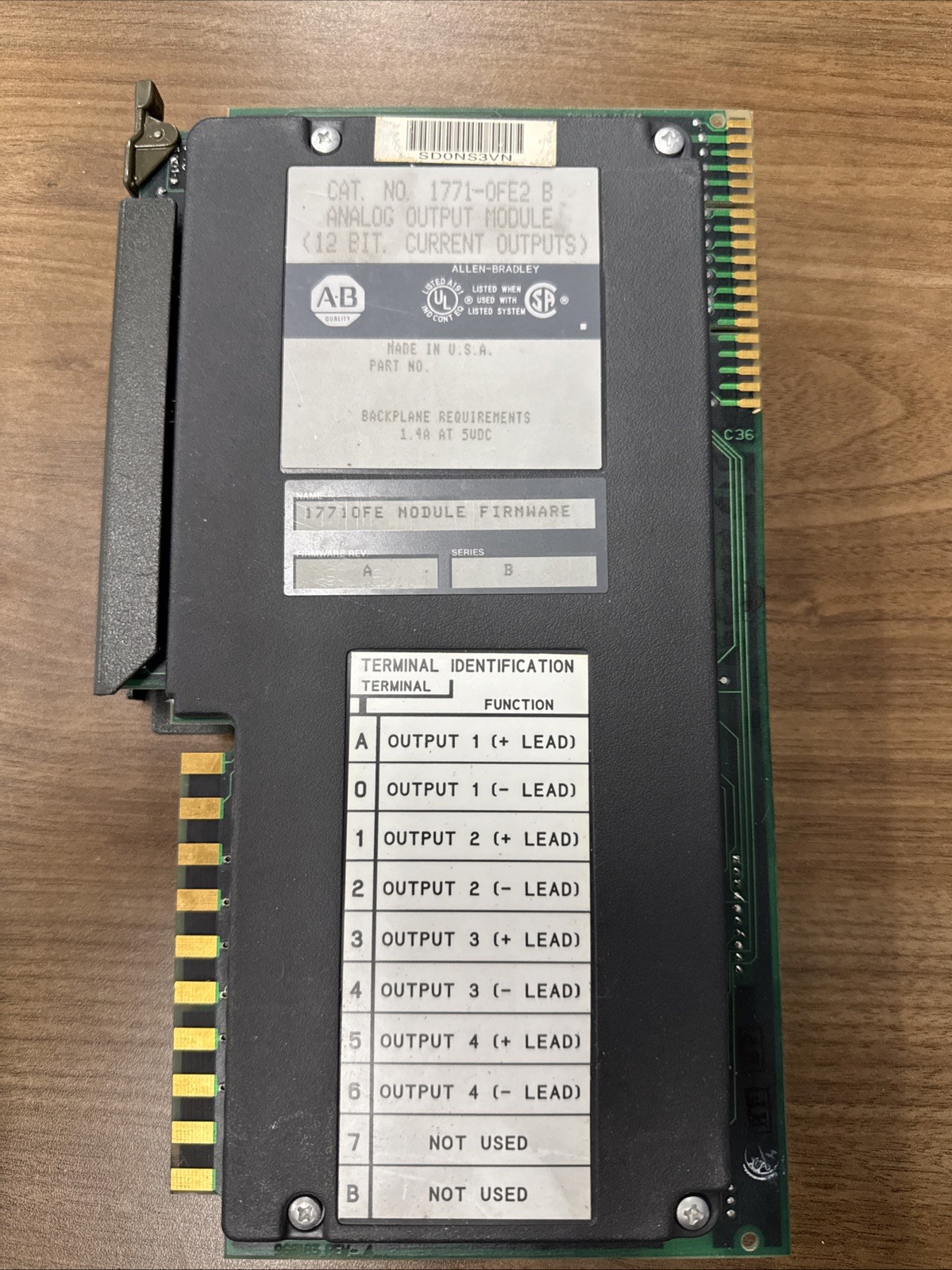 1771-OFE2 /B Allen Bradley PLC 5 Analog output 1771-0FE2 W28