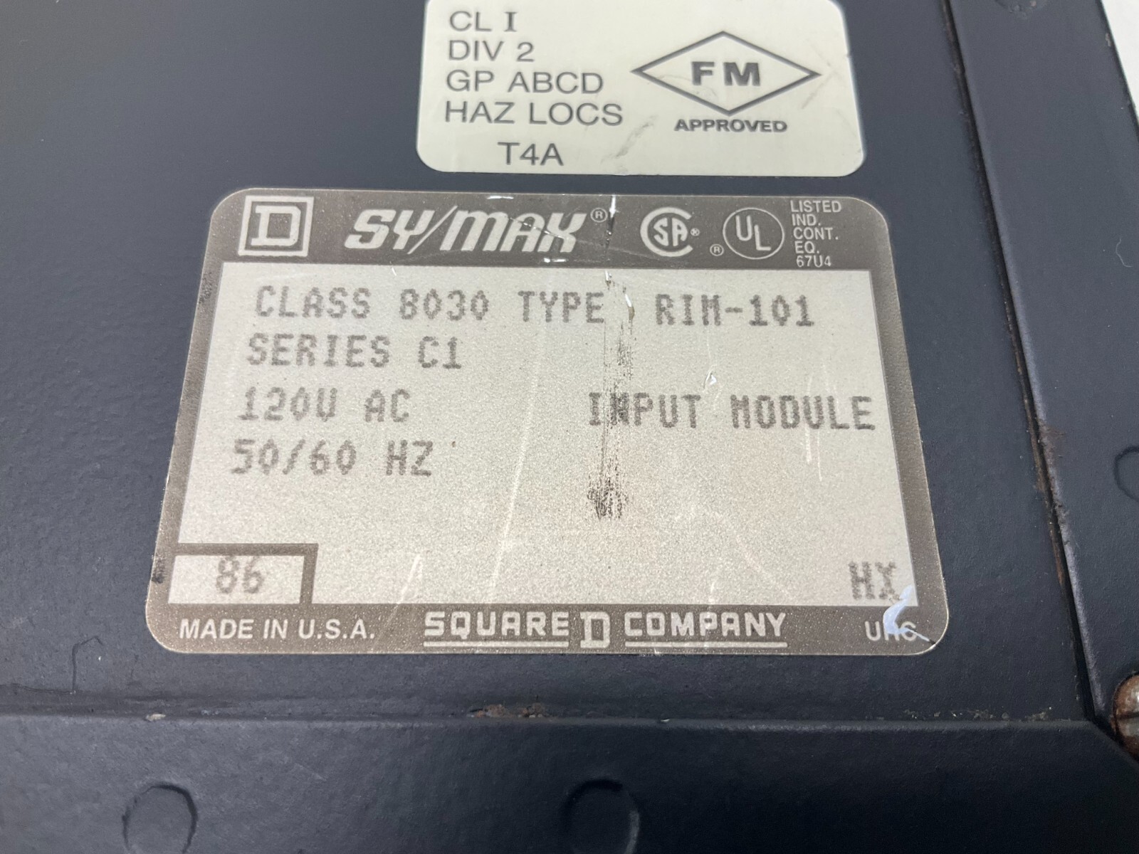 Square D Sy/Max 8030 RIM-101 Input Module 120 VAC RIM101 Ser. C1 SyMax (TBI)
