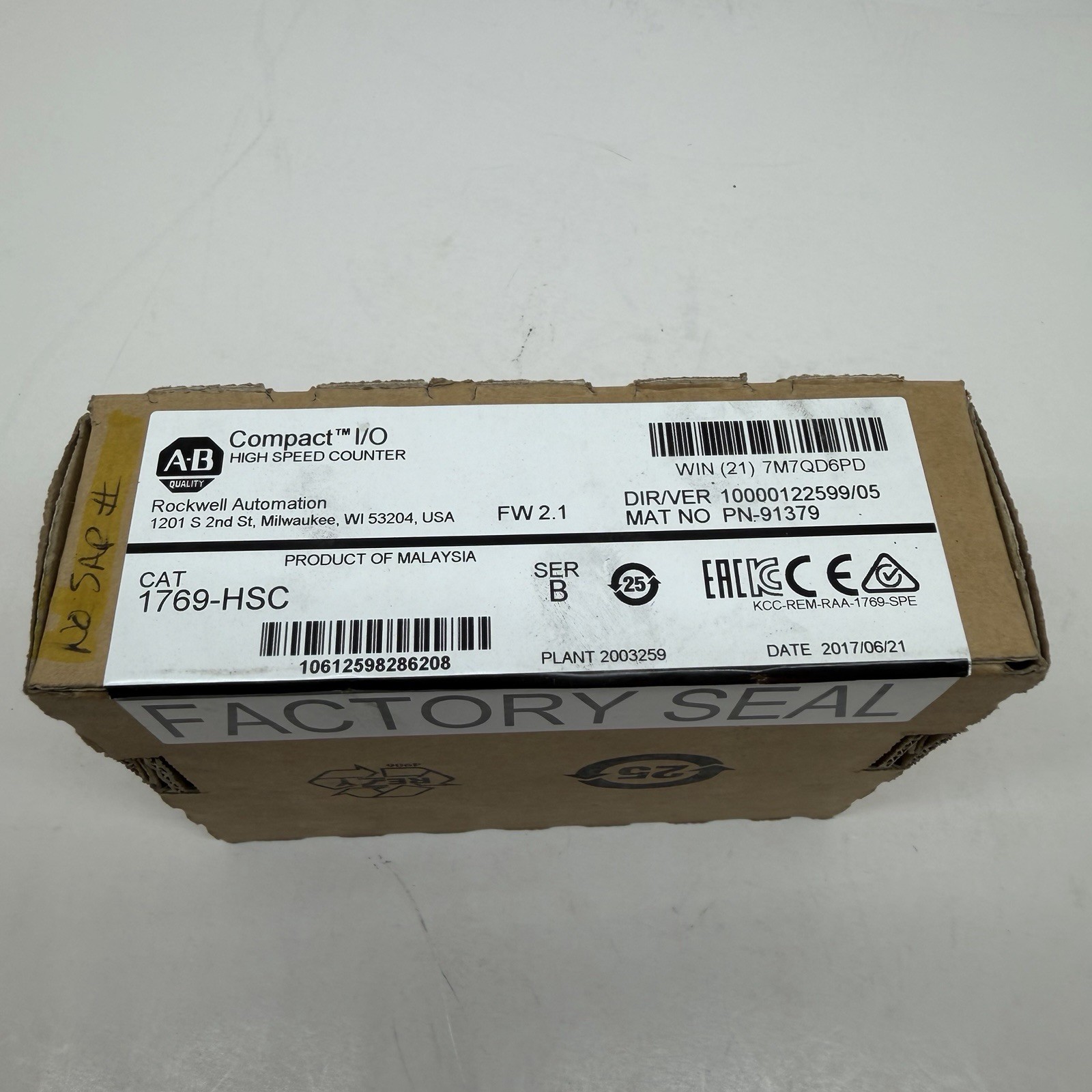Allen-Bradley Compact I/O High Speed Counter 1769-HSC SER B FW 2.1 New